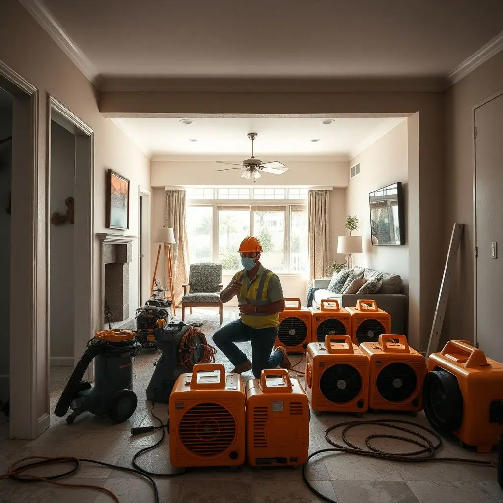 A technician using thermal imaging moisture detection behind a stucco wall in a Bonita tract home.