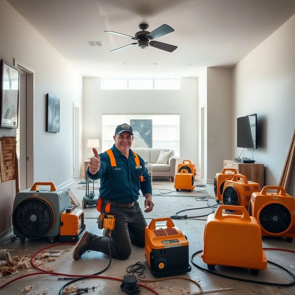A technician using a moisture meter and thermal camera to inspect a Del Mar home's subfloor for hidden water intrusion.