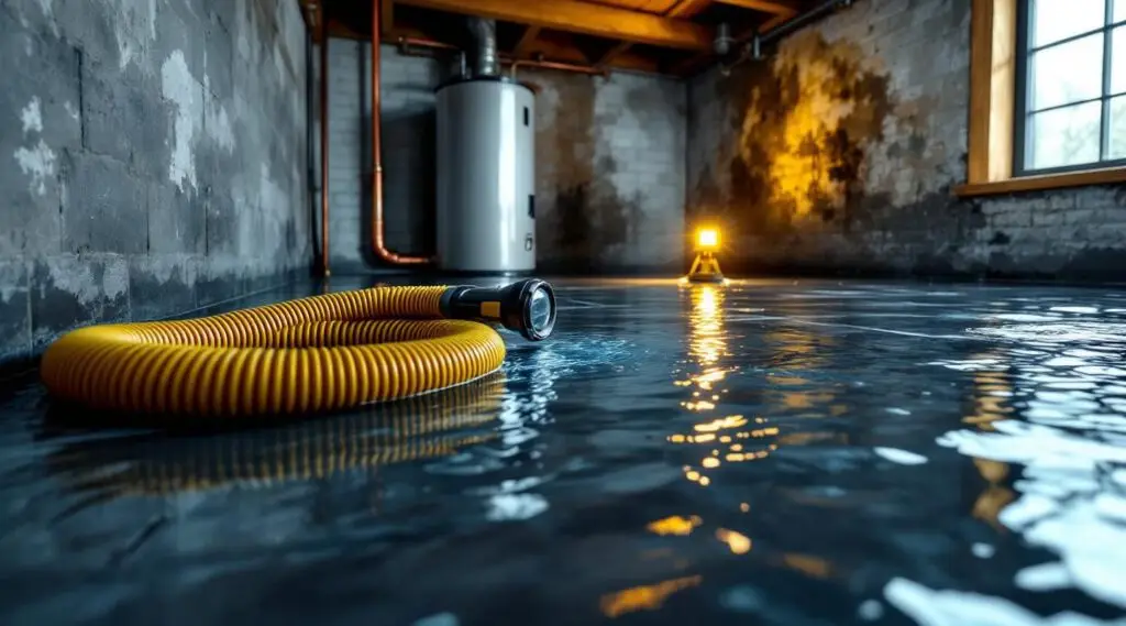 A restoration technician carefully using a professional water extractor on a soaked hardwood floor in a San Diego residence.